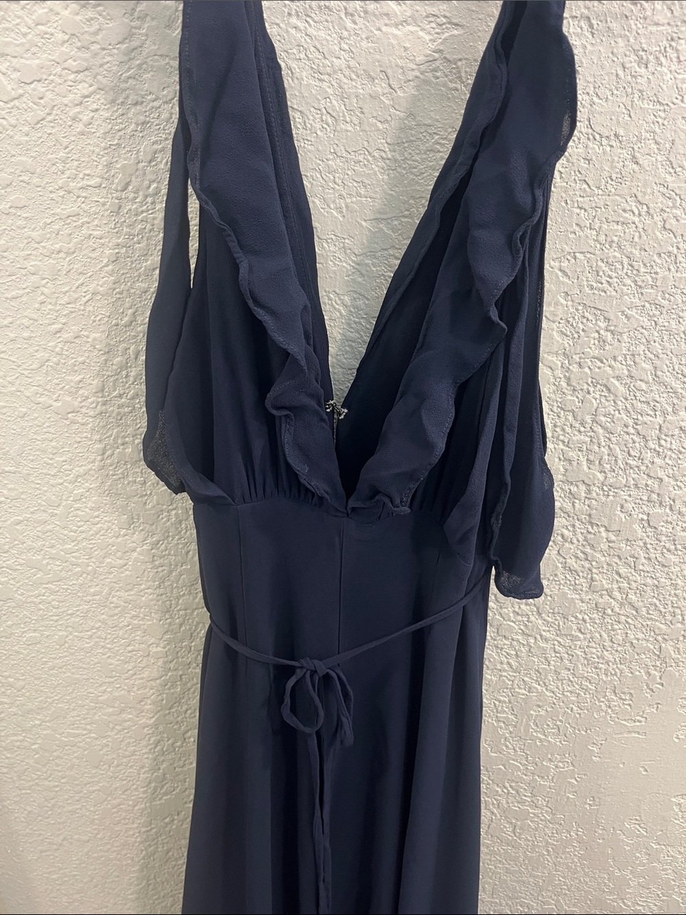 Reformation Navy Plunge V-Neck Maxi Dress READ - Picture 6 of 13